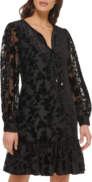 kensie Women's Balloon Sleeve Lace Mini Dress