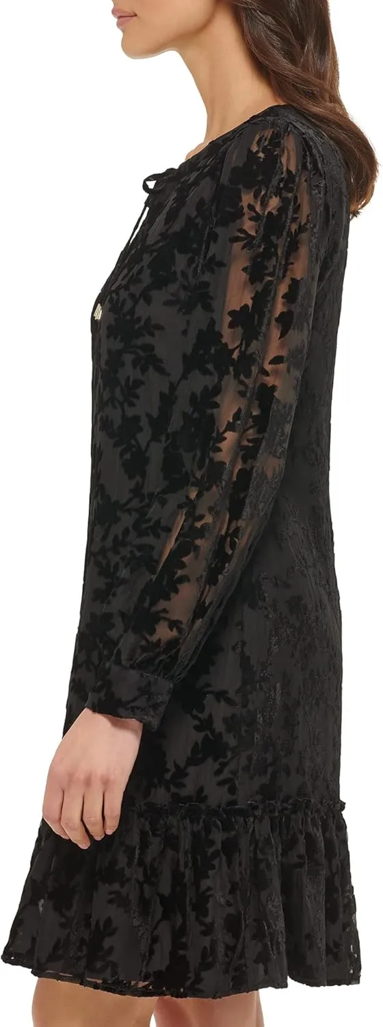 kensie Women's Balloon Sleeve Lace Mini Dress