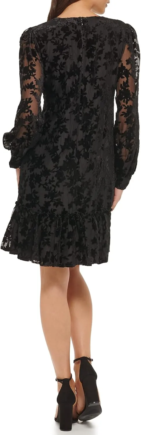 kensie Women's Balloon Sleeve Lace Mini Dress