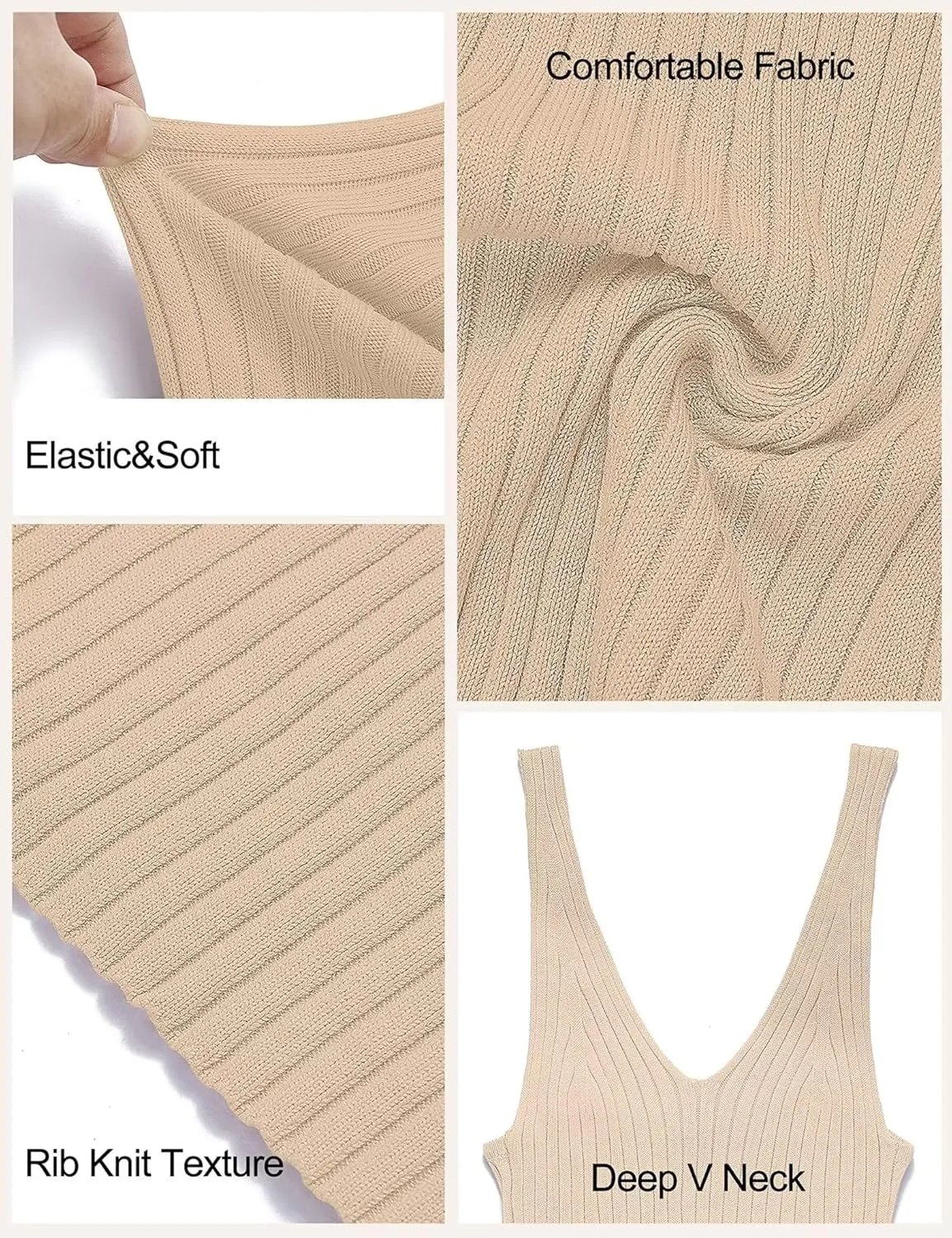 Lacozy Women's 2025 Summer Bodycon Midi Dress Sexy V-Neck Sleeveless Sweater Dress Casual Tank Top Dresses