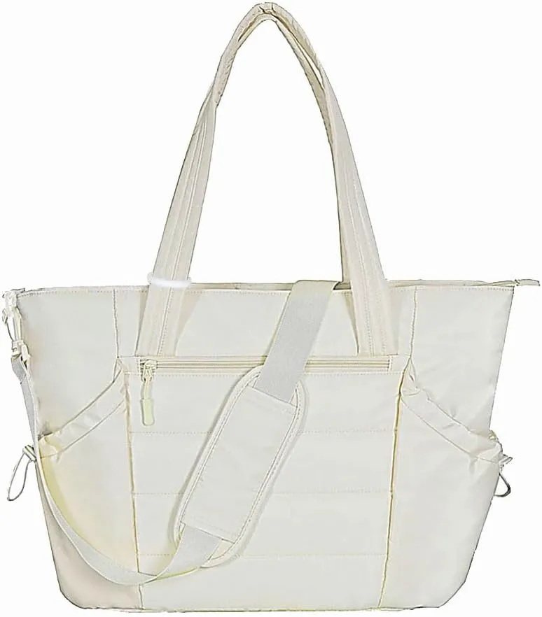 Large Tote Bag for Women Lightweight Puffer Tote Bag Quilted Shoulder Bag Handbag with Zipper for Travel, Work