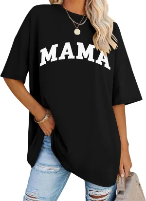 LOMON Oversized T Shirts for Women Short Sleeve Crewneck Summer Tops Loose Casual Mama Shirts Basic Tee