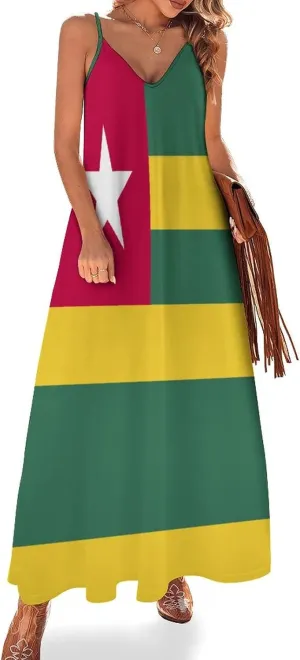Long Dress Dress for Womens Summer Top Togo Flag Casual V Neck Shift Dress 3XL