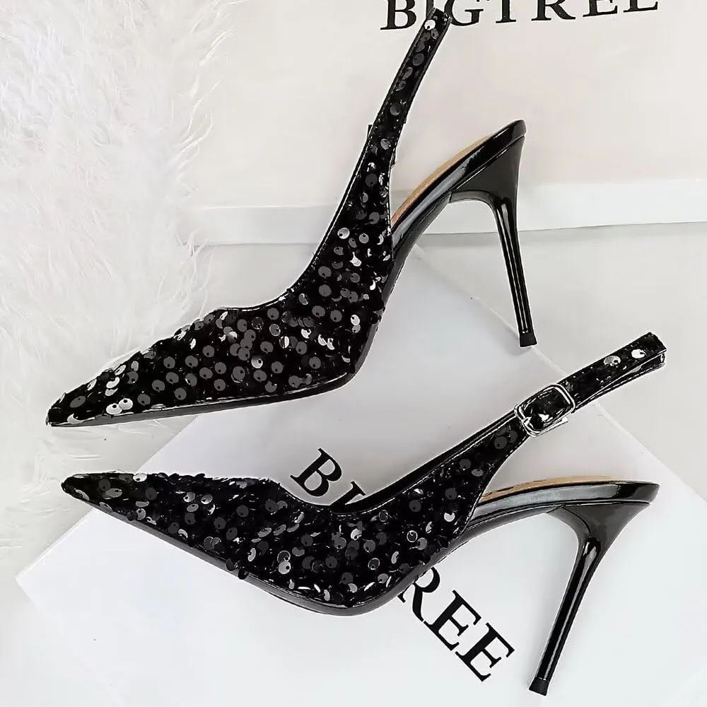 LUXINYU,Women Pointed Toe Heels Classic Elegant Buckle Solid Ladies Pumps Heeled Backspace Suede Dress Shoes Comfort Work Low Heel Shoes