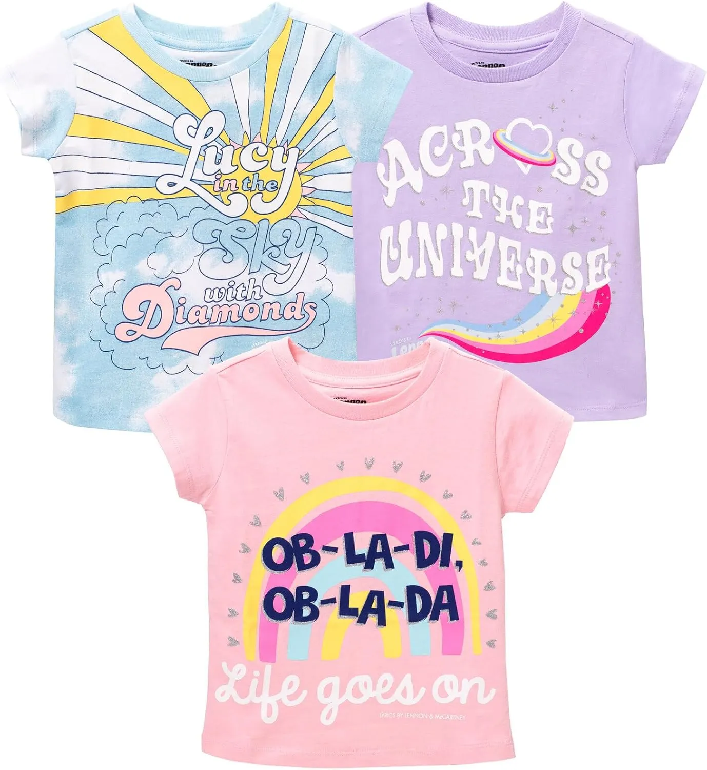 Lyrics by Lennon and McCartney Toddler Girls 3 Pack T-Shirts Lucy in The Sky with Diamonds 4T