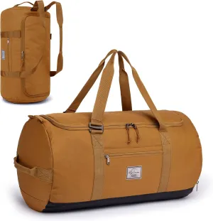 Lyweem Travel Duffle Bag for Men 60L Medium Lightweight Sports Gym Bag Traveling Duffel Backpack for Women Weekender Overnight Bags with Shoes Compartment, Brown, Brown-II, 60L