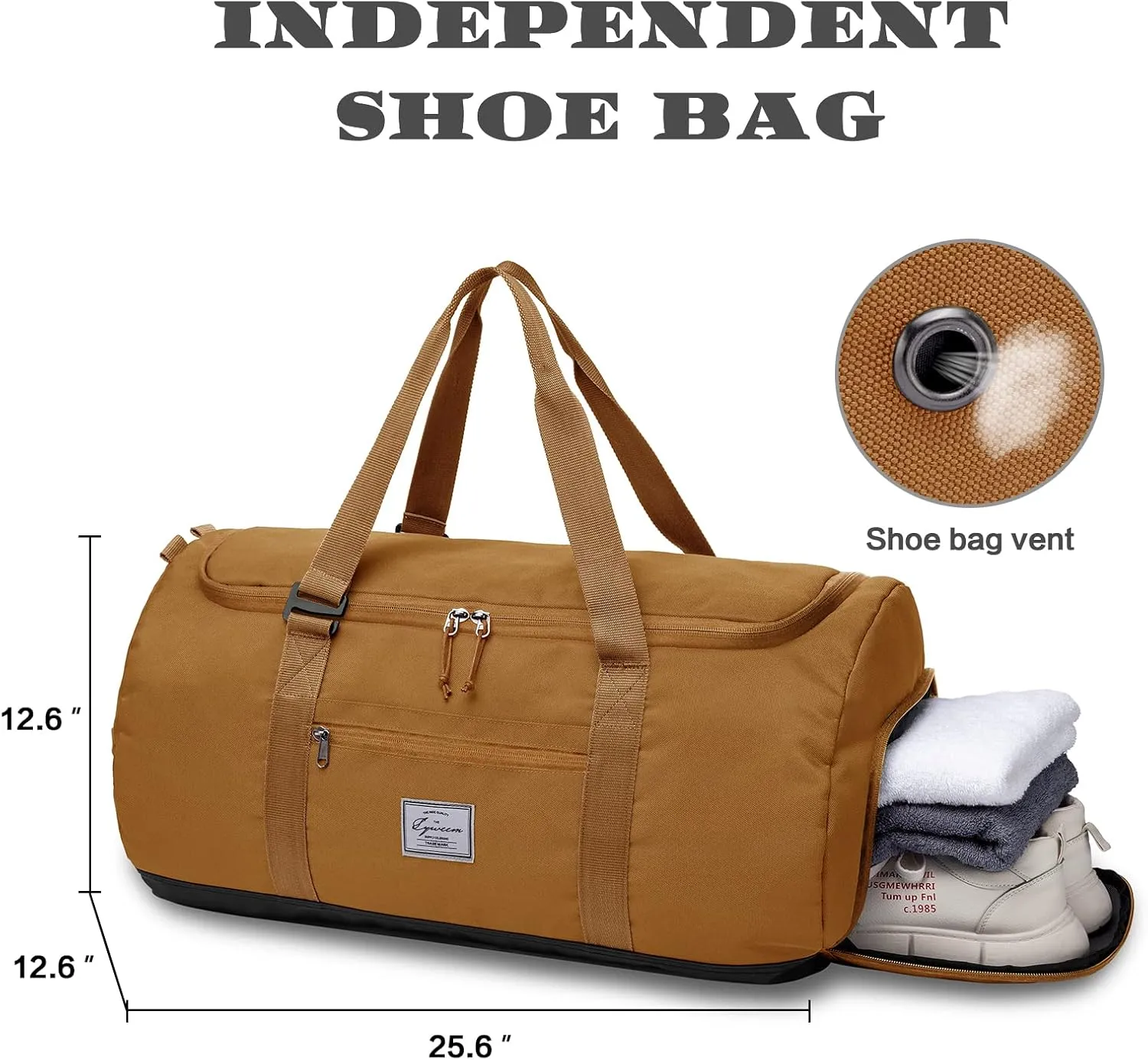 Lyweem Travel Duffle Bag for Men 60L Medium Lightweight Sports Gym Bag Traveling Duffel Backpack for Women Weekender Overnight Bags with Shoes Compartment, Brown, Brown-II, 60L