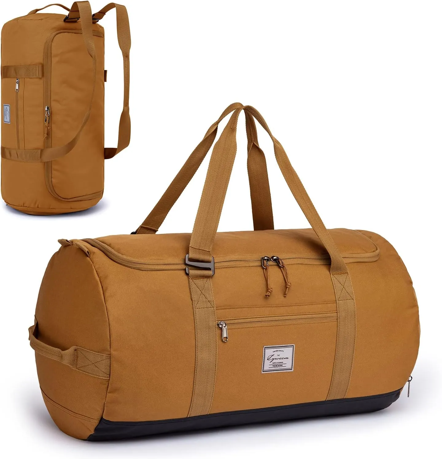 Lyweem Travel Duffle Bag for Men 60L Medium Lightweight Sports Gym Bag Traveling Duffel Backpack for Women Weekender Overnight Bags with Shoes Compartment, Brown, Brown-II, 60L
