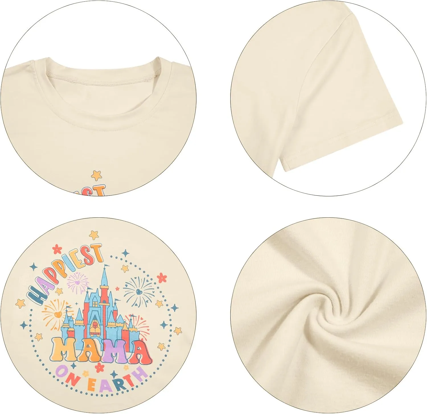 Magical Shirt for Women: Happiest Mama On Earth Shirt Funny Magic Kingdom Mom Shirts Family Vacation Short Sleeve Tops