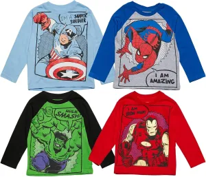 Marvel Avengers 4 Pack Long Sleeve T-Shirts Toddler to Big Kid