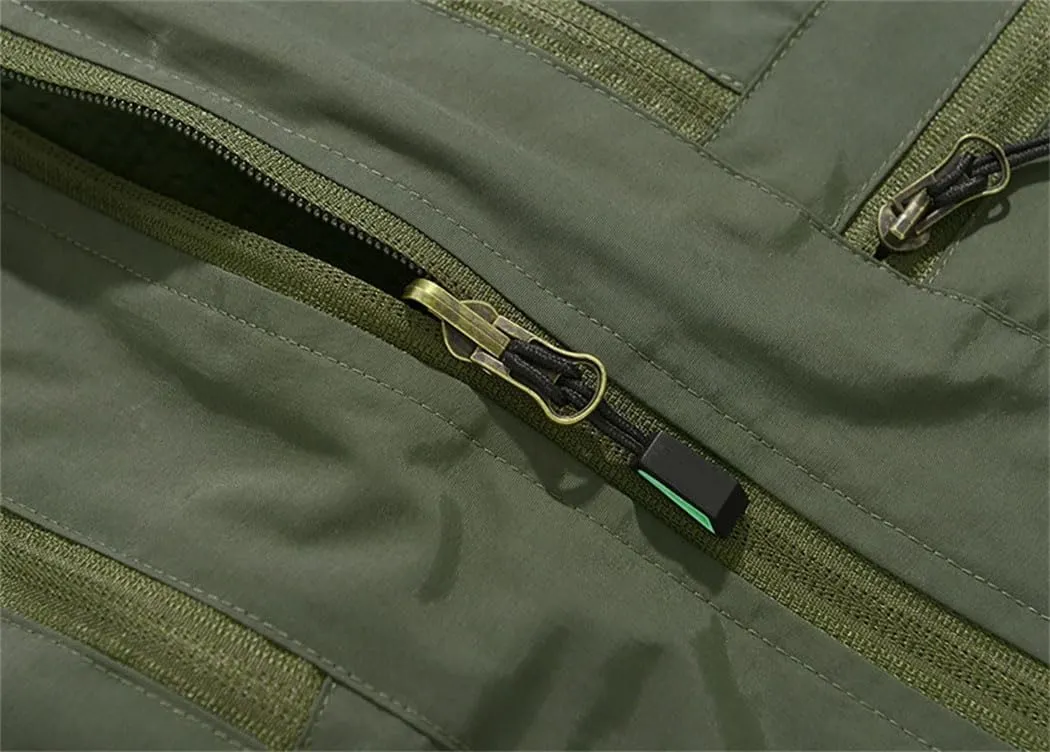 Men Outdoor Breathable Sleeveless Zipper Jacket Multi Pocket Sport Tactical Vest Casual Waistcoat
