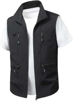 Men Outdoor Breathable Sleeveless Zipper Jacket Multi Pocket Sport Tactical Vest Casual Waistcoat