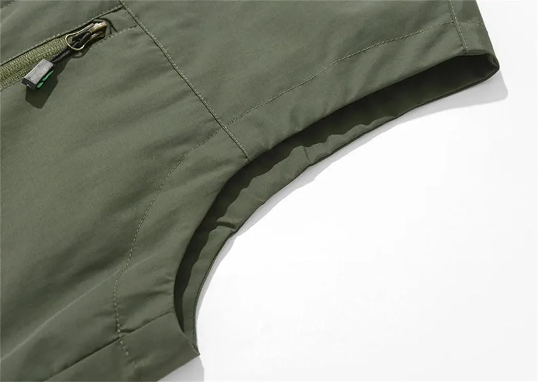 Men Outdoor Breathable Sleeveless Zipper Jacket Multi Pocket Sport Tactical Vest Casual Waistcoat
