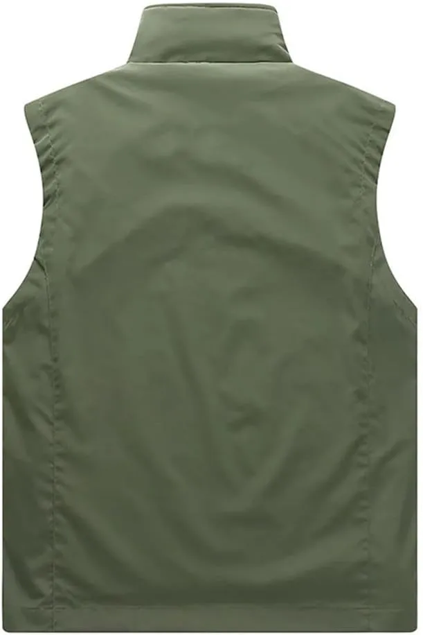 Men Outdoor Breathable Sleeveless Zipper Jacket Multi Pocket Sport Tactical Vest Casual Waistcoat