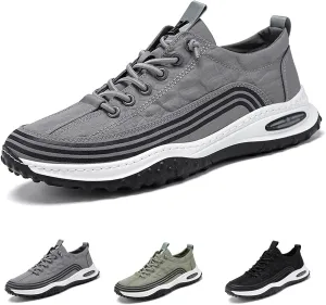 Men's 3D Pattern Soft Height Lifting Canvas Sneakers,Fashion Round Head Air Cushion Elastic Non-Slip Casual Lace-Up Running Sneaker