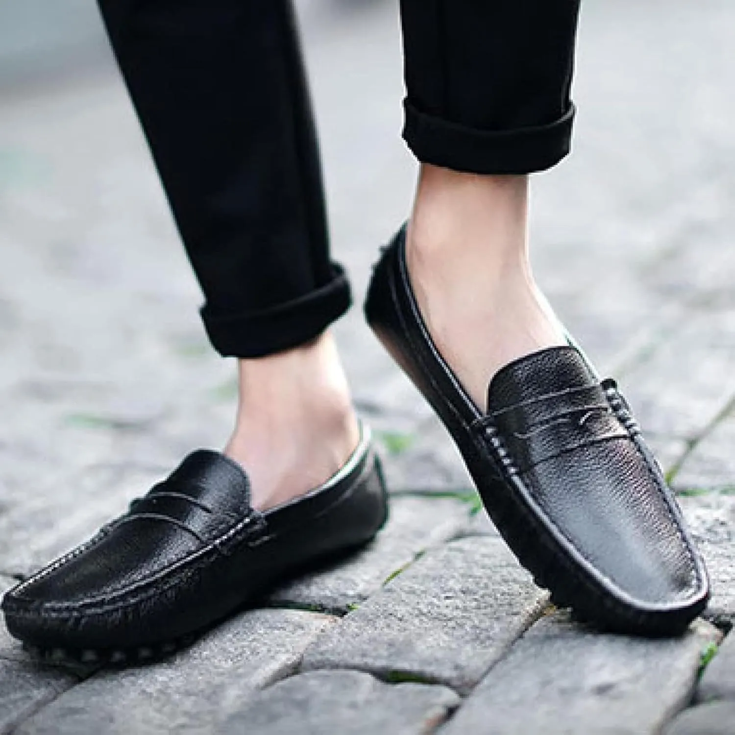 Men's Artificial Leather Penny Loafers, Casual Slippers, Driving Daily Casual Flat Shoes, Loafers