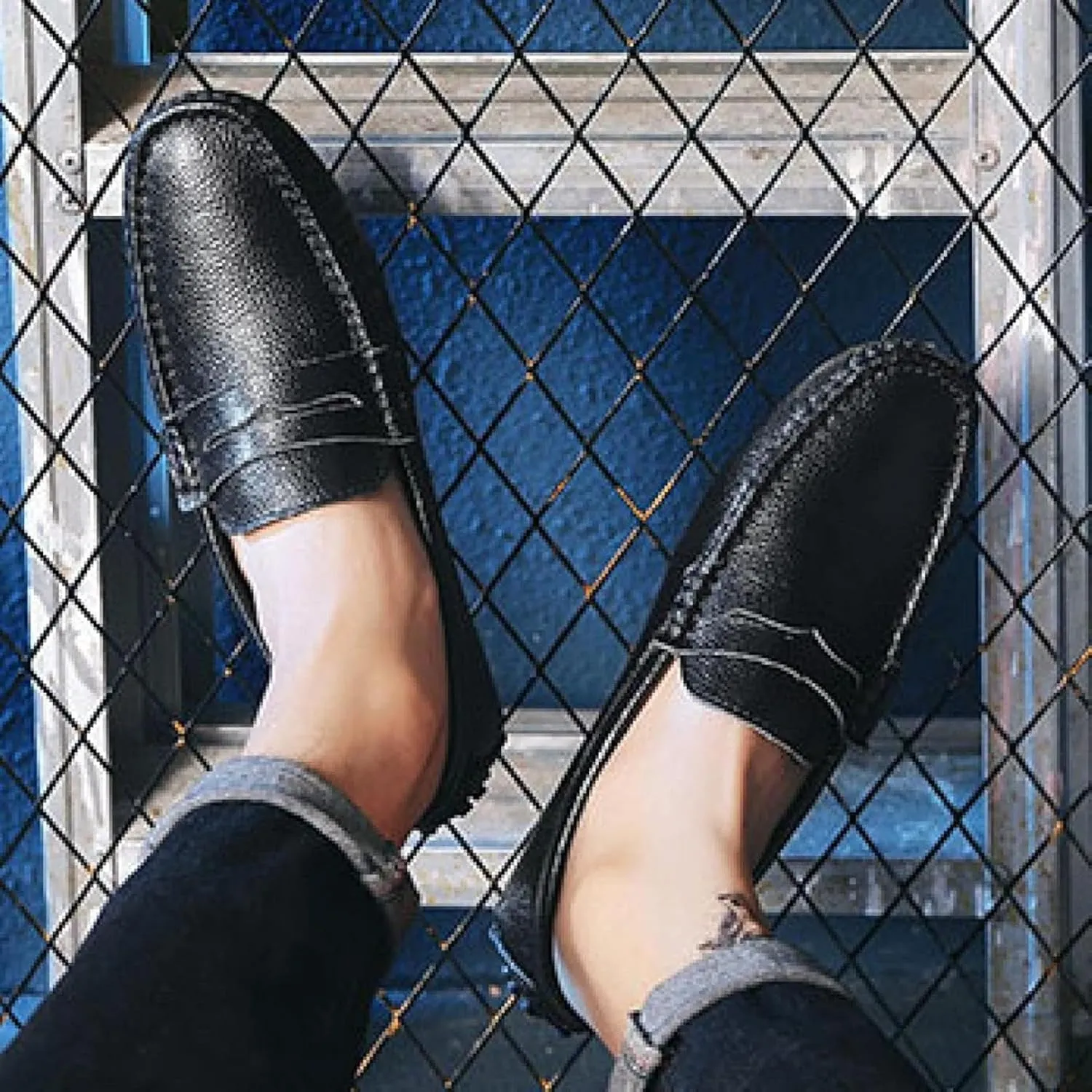 Men's Artificial Leather Penny Loafers, Casual Slippers, Driving Daily Casual Flat Shoes, Loafers