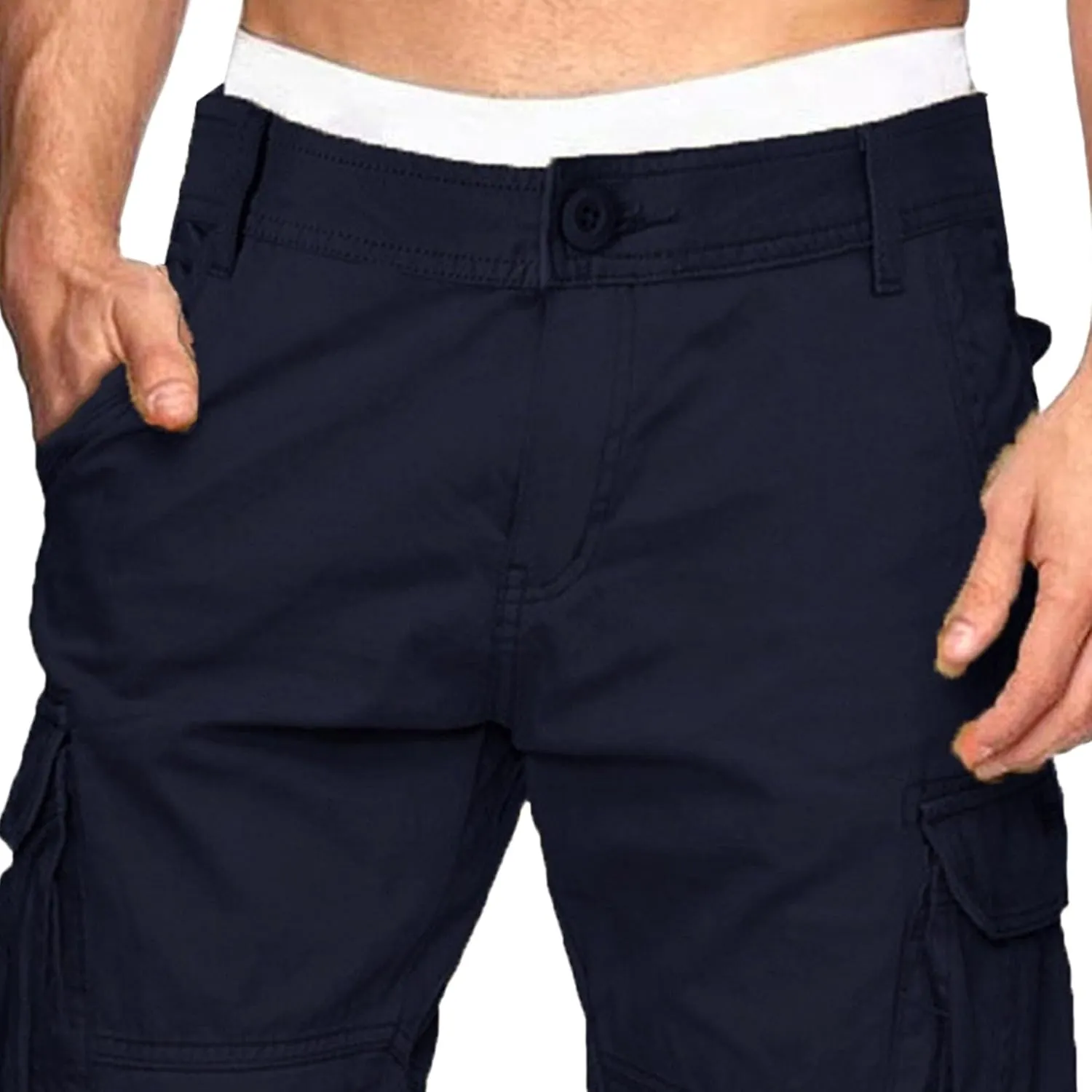 Mens Cargo Multi Pockets Cotton Jogger Casual Work Relaxed Fit Chino Pants Outdoor Hiking Work Sweatpants