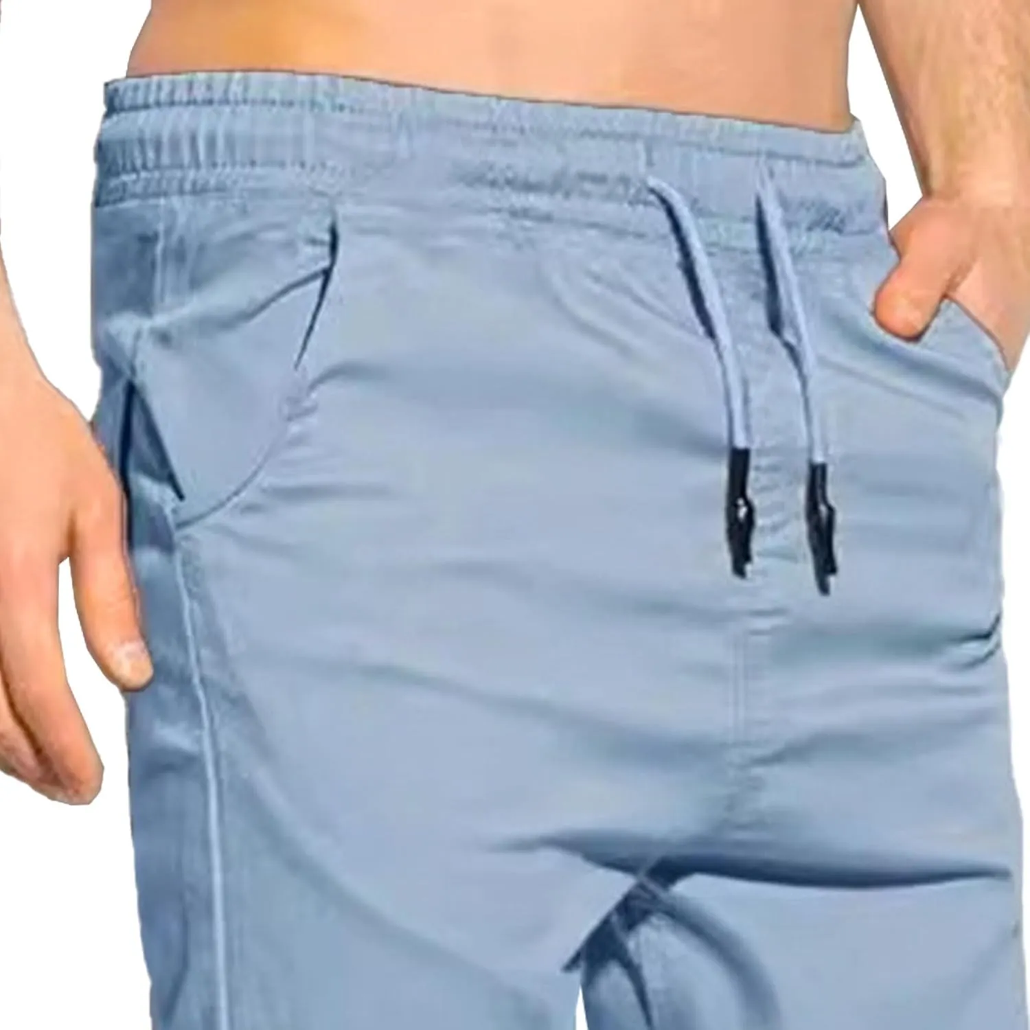 Men's Casual Chino Joggers Pants Drawstring Waist Tapered with Pockets Pant Elastic Waist Hiking Outdoor Trousers