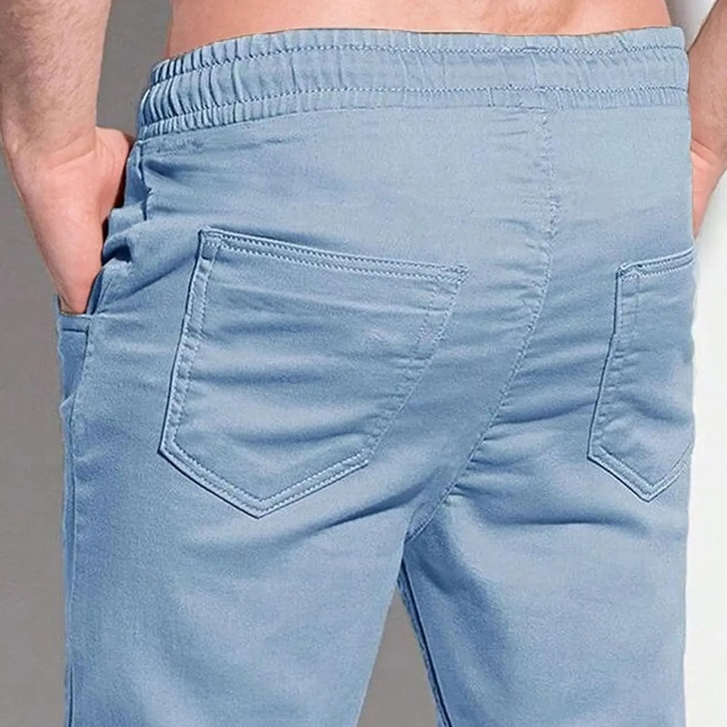 Men's Casual Chino Joggers Pants Drawstring Waist Tapered with Pockets Pant Elastic Waist Hiking Outdoor Trousers