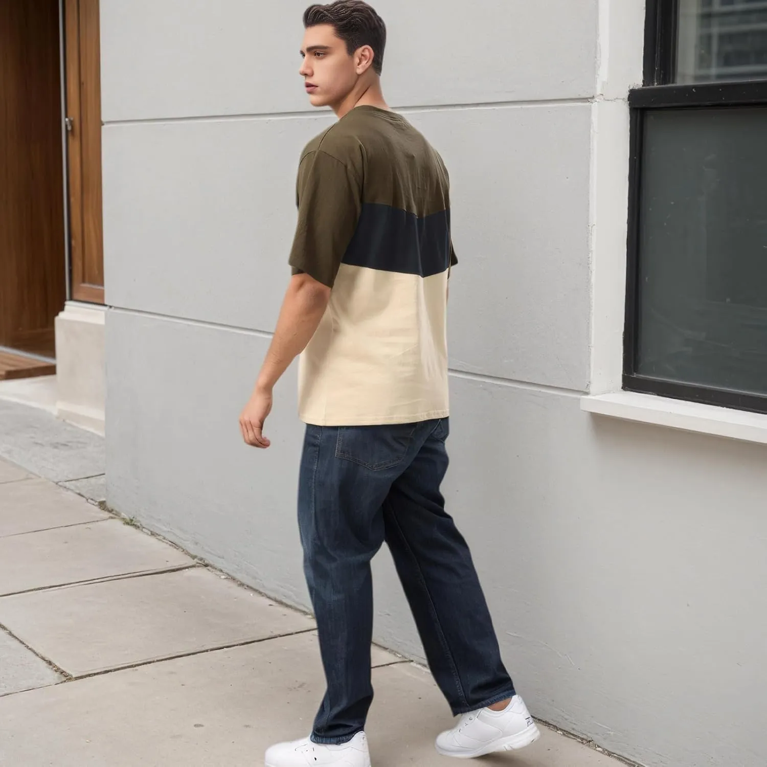 Men's Color Block T-Shirts Casual Short Sleeves Summer Basic Crew Neck Tee Tops