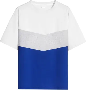 Men's Color Block T-Shirts Casual Short Sleeves Summer Basic Crew Neck Tee Tops