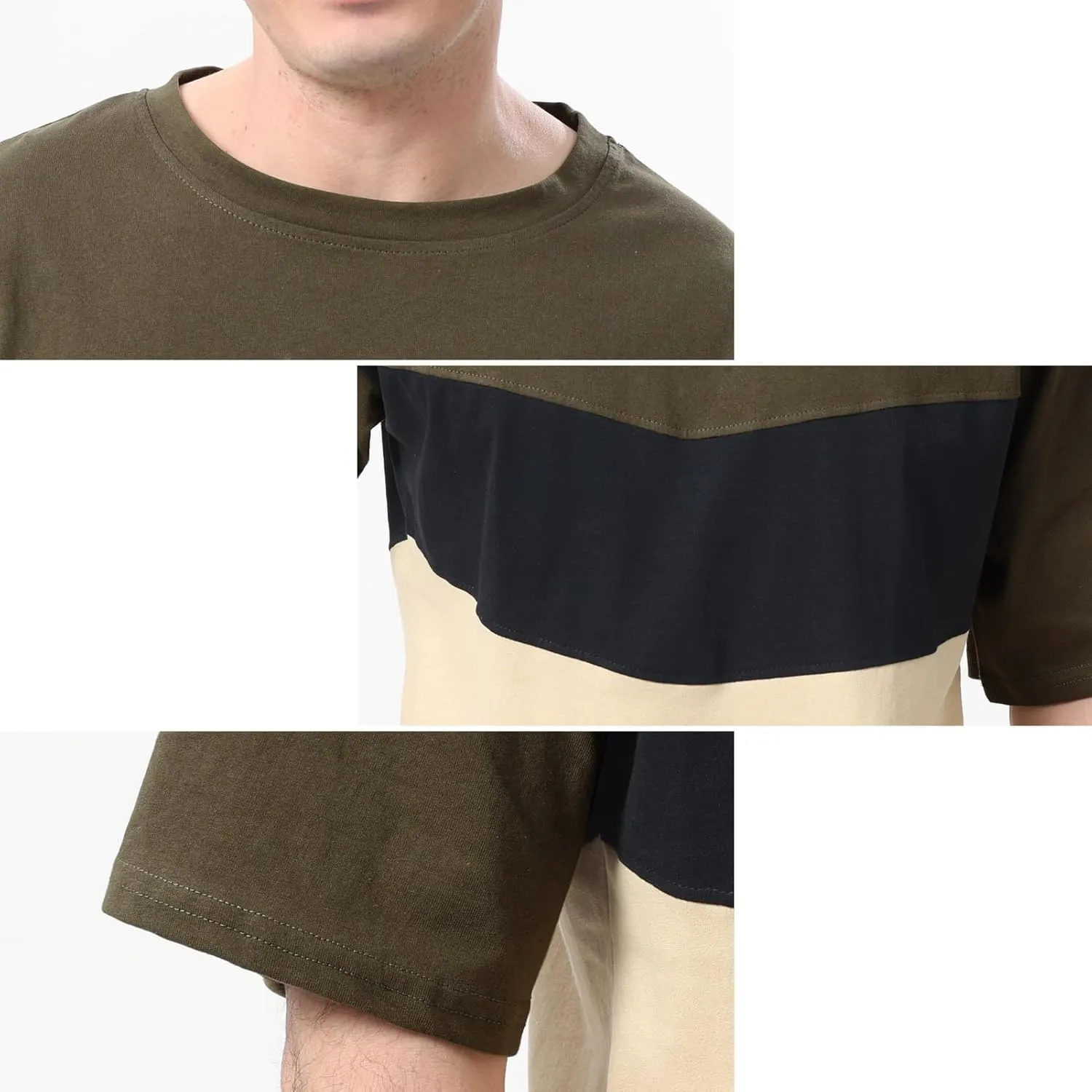 Men's Color Block T-Shirts Casual Short Sleeves Summer Basic Crew Neck Tee Tops