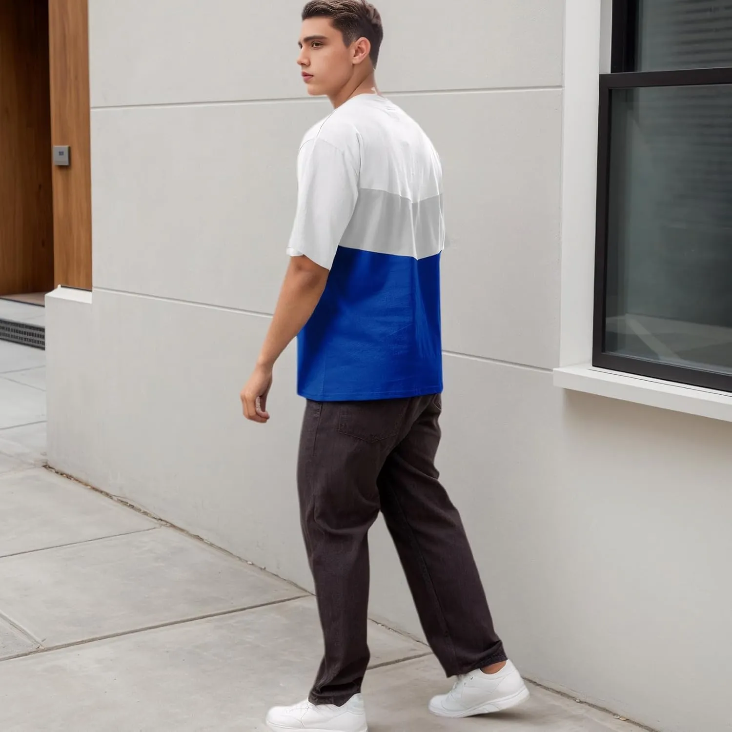 Men's Color Block T-Shirts Casual Short Sleeves Summer Basic Crew Neck Tee Tops