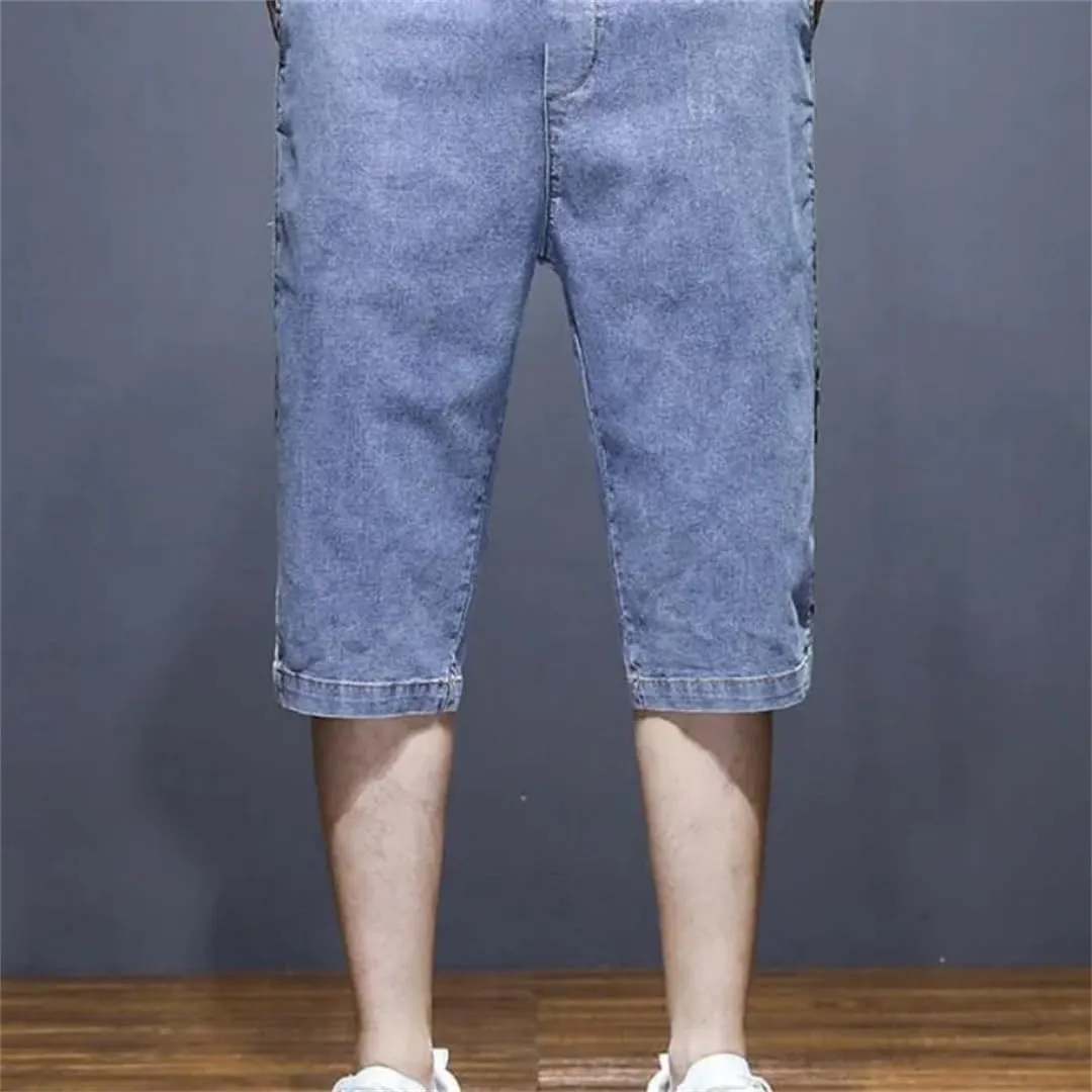 Men's Denim Shorts Summer Straight Buttons Jeans Pants Cowboy Retro Streetwear Shorts