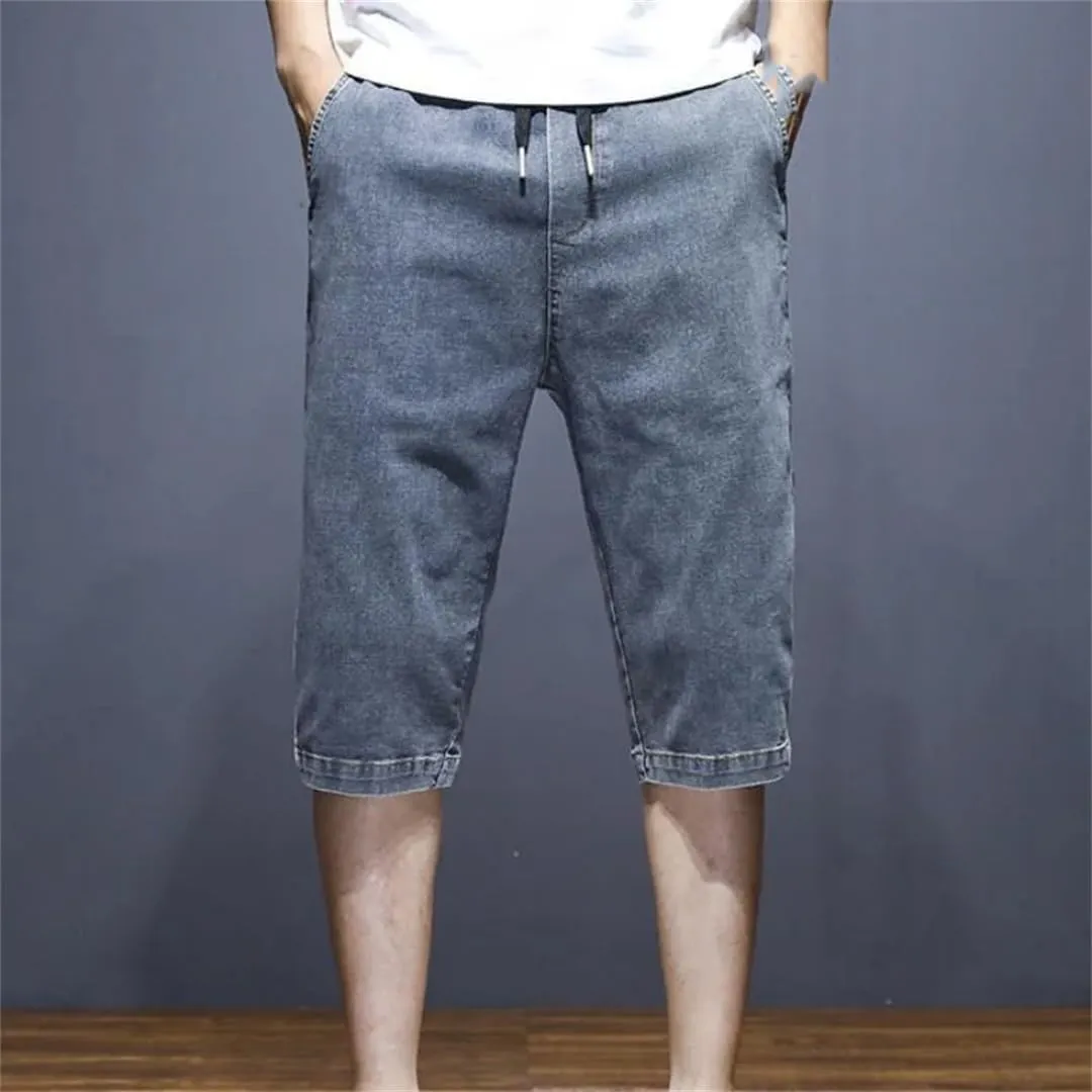 Men's Denim Shorts Summer Straight Buttons Jeans Pants Cowboy Retro Streetwear Shorts