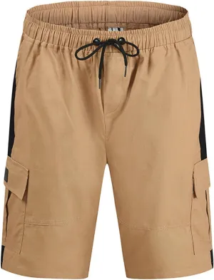 Mens Elastic Waist Cargo Shorts Casual Work Athletic Shorts Pants Drawstring Summer Relaxed Fit Outdoor Short