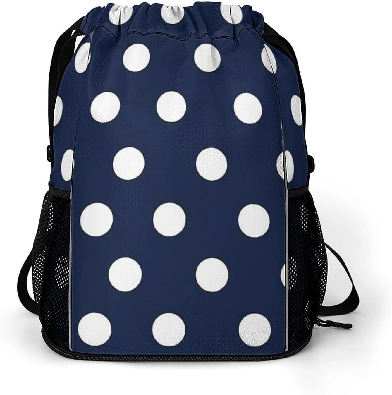 Navy Blue And White Polka Dot Sports Bundle Pocket with Dry Wet Separation Unisex
