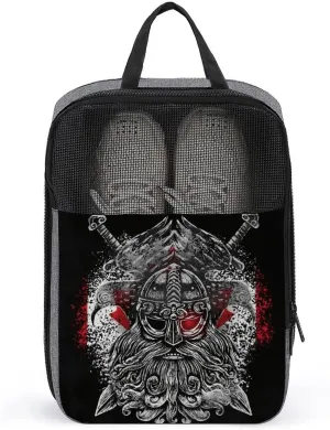 Nordic Viking Totem Vintage Travel Shoe Bags Foldable Waterproof Shoe Organizer with Zipper Travel Shoe Bags with Handle for Women Men(A1)