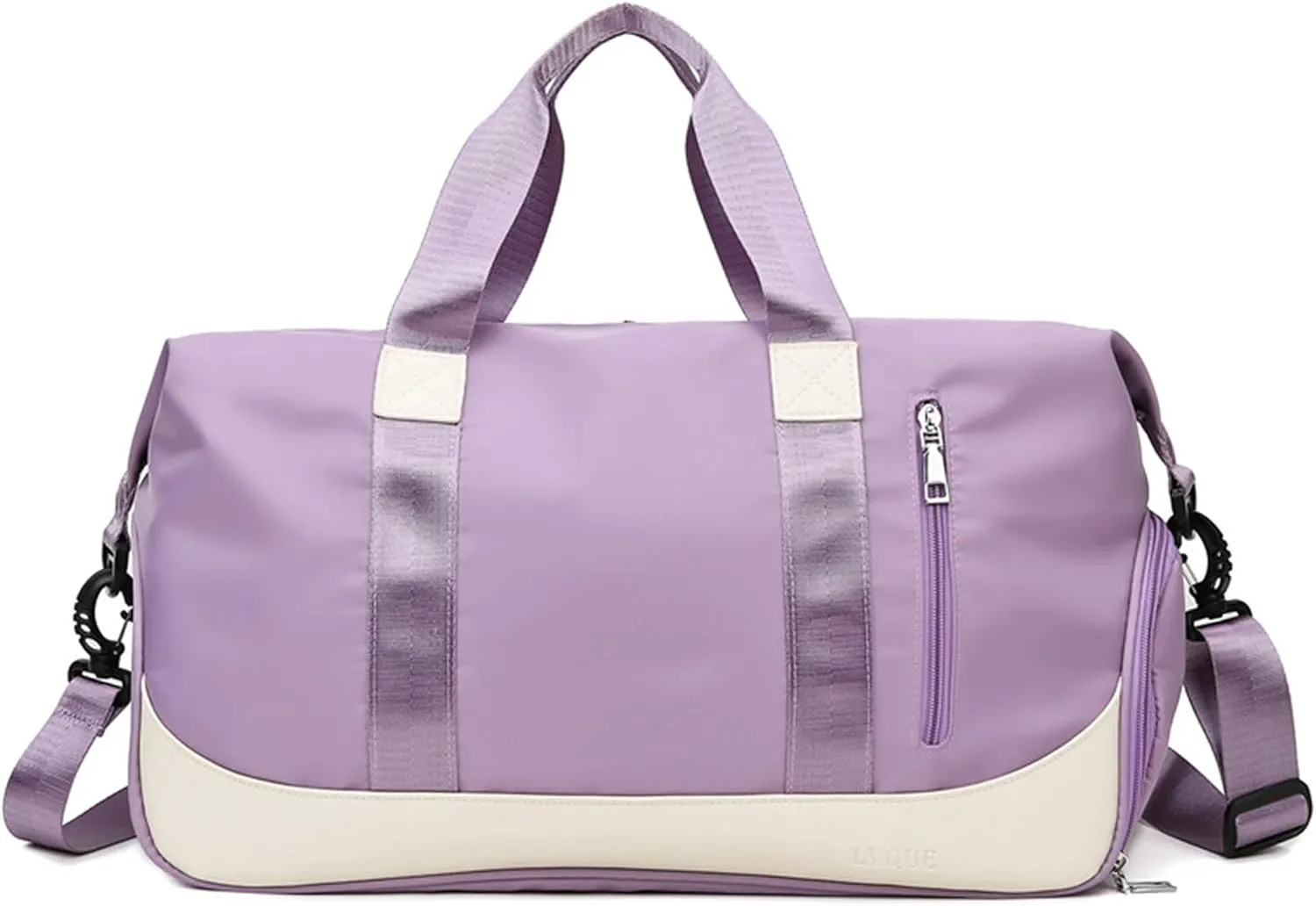 Personalised Gym Bag with Embroidered Name Dry Wet Separated Duffel Bag Waterproof Overnight Bag for Men Women with Shoes Compartment for Weekend Vacation Sport Traveling Swimming (Purple)
