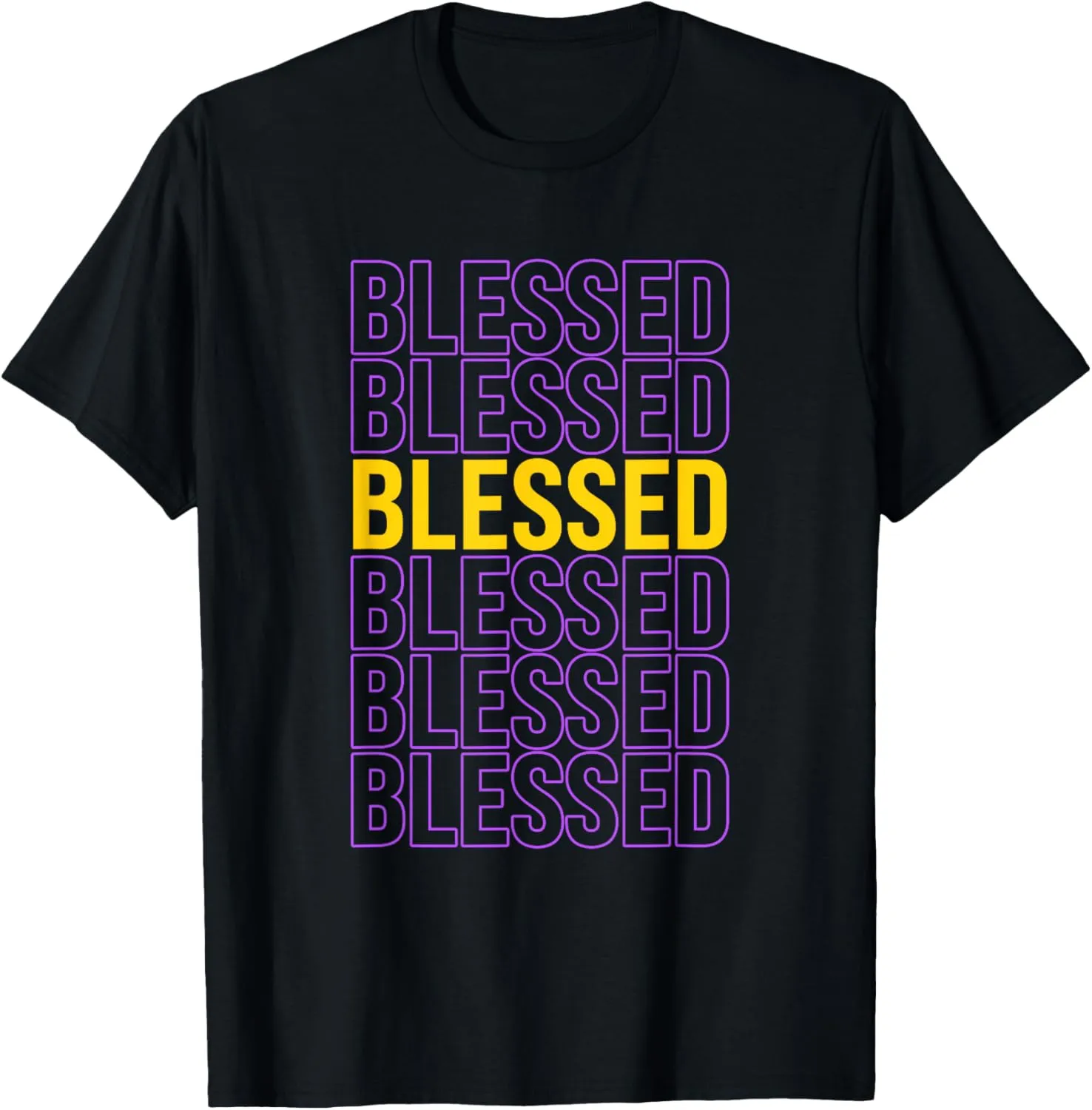 Purple and Golds Blessed-gold & Purple Color Graphic T-Shirt
