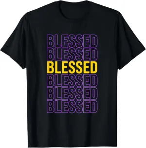 Purple and Golds Blessed-gold & Purple Color Graphic T-Shirt