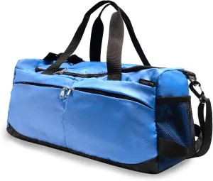 QIONG Travel Duffel Bag for Men Women,Foldable Sport Workout Bags with Shoe Compartment & Wet Pocket (Blue)