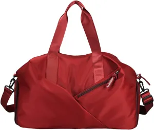 Red Duffel Bag for Women/Men, Large Capacity, Ultra-Light, Sport, Gym, Travel, Overnight, Weekend, Shoulder Bag, Carry On Luggage with Shoes Compartment and Wet Pocket