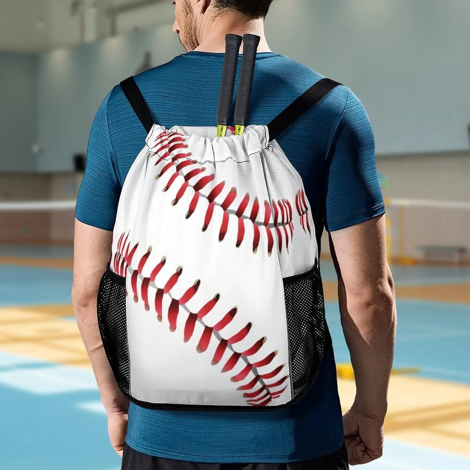 Red Line White Baseball Sports Bundle Pocket with Dry Wet Separation Unisex