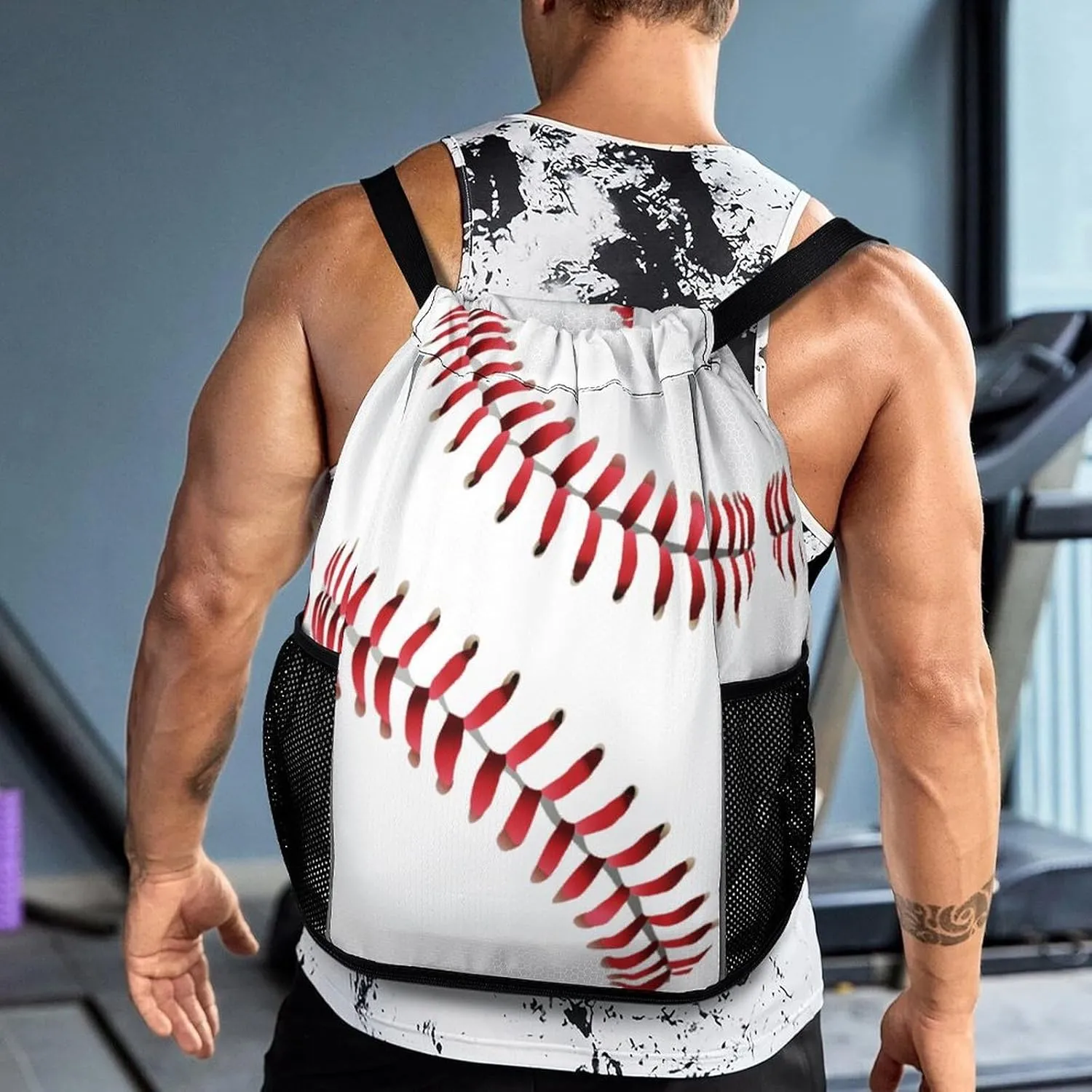 Red Line White Baseball Sports Bundle Pocket with Dry Wet Separation Unisex
