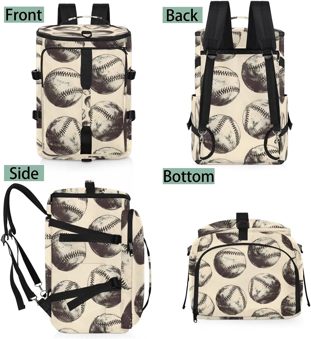 Retro Baseball Travel Backpack Carry On Flight Approved for Men Women, Lightweight Large Luggage Weekender Casual Daypack Backpacks for Traveling Airplane