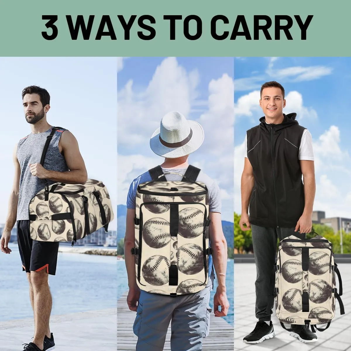 Retro Baseball Travel Backpack Carry On Flight Approved for Men Women, Lightweight Large Luggage Weekender Casual Daypack Backpacks for Traveling Airplane