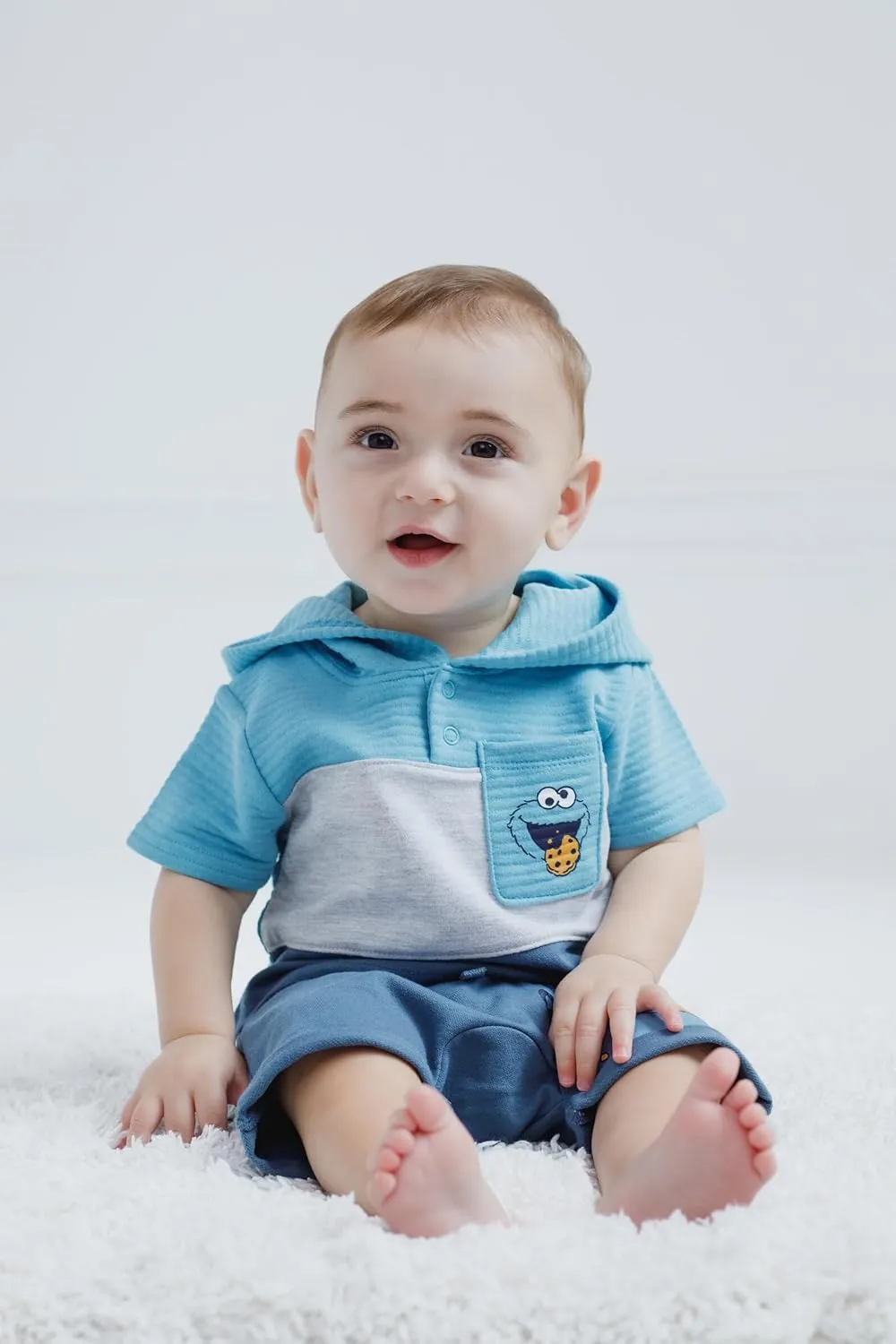 Sesame Street Pullover Hoodie and French Terry Shorts Newborn to Little Kid Sizes (Newborn - 5)