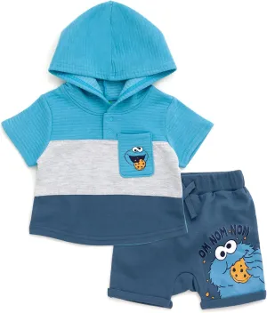 Sesame Street Pullover Hoodie and French Terry Shorts Newborn to Little Kid Sizes (Newborn - 5)