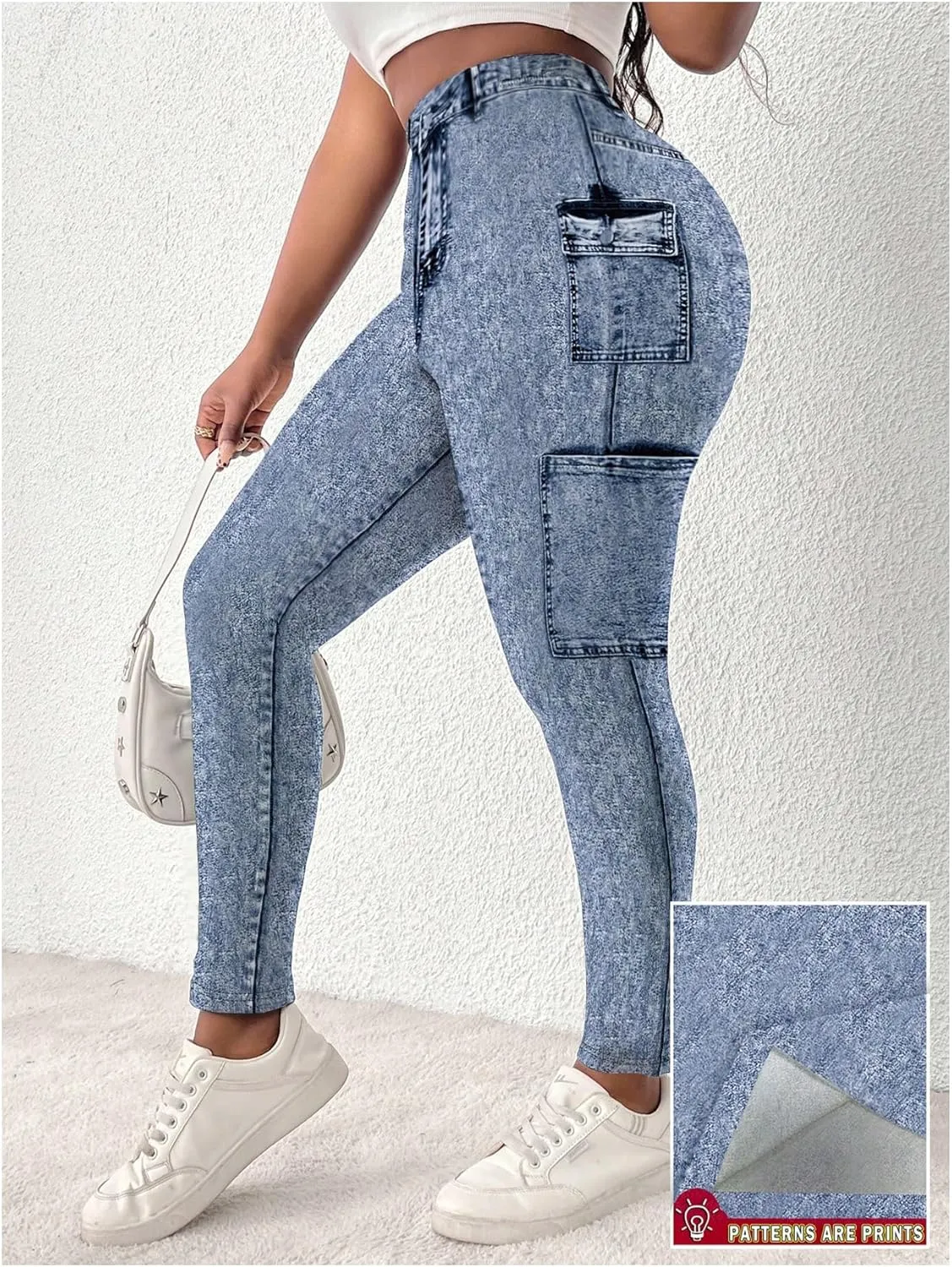 SOLY HUX Women's Plus Size High Waisted Leggings Skinny Jeans Butt Lift Denim Pants with Pocket