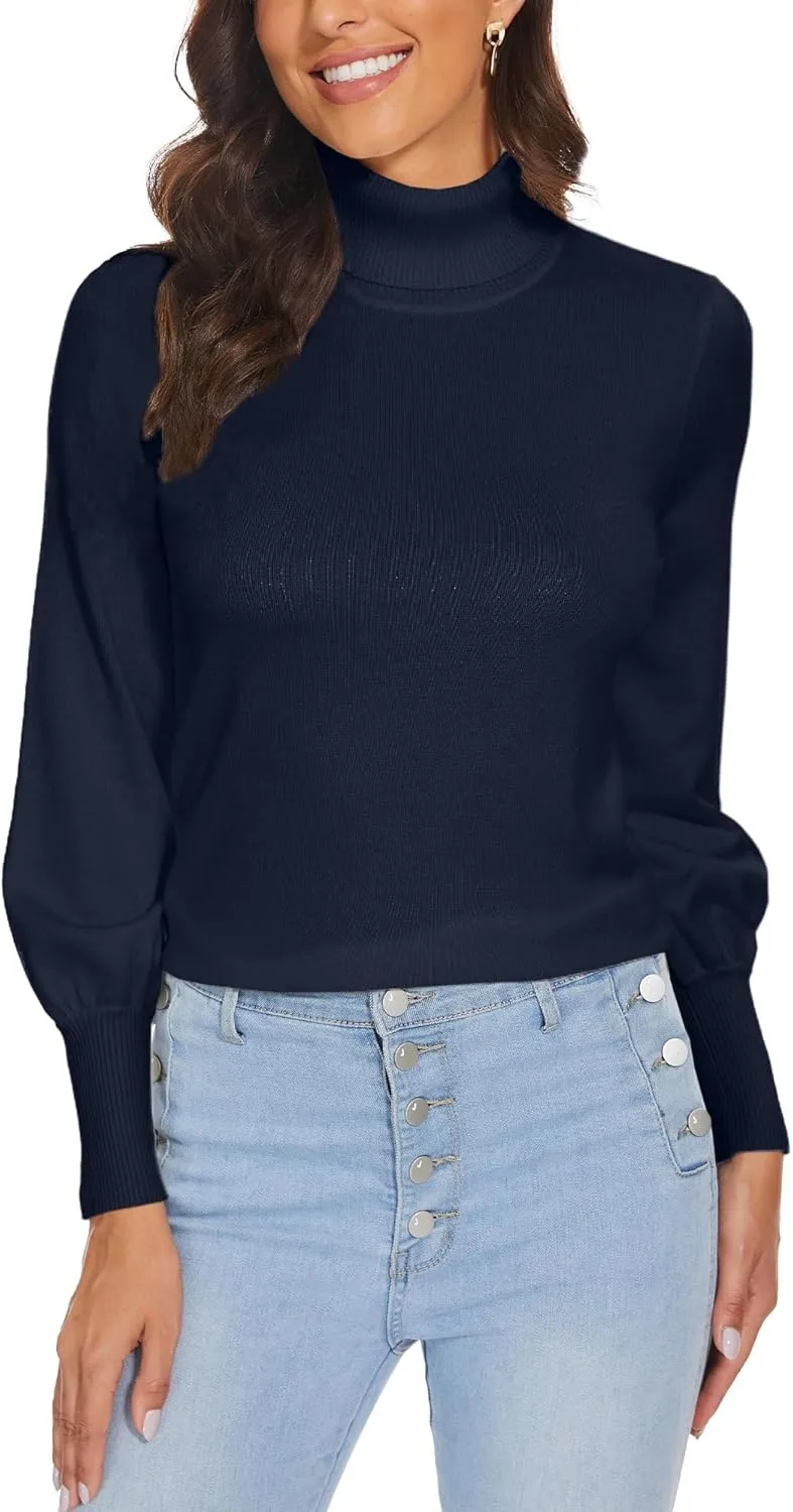 Spicy Sandia Women's Turtleneck Mock Neck Sweater Long Sleeves Casual Dressy Knit Pullover Tops Fall Winter Trendy