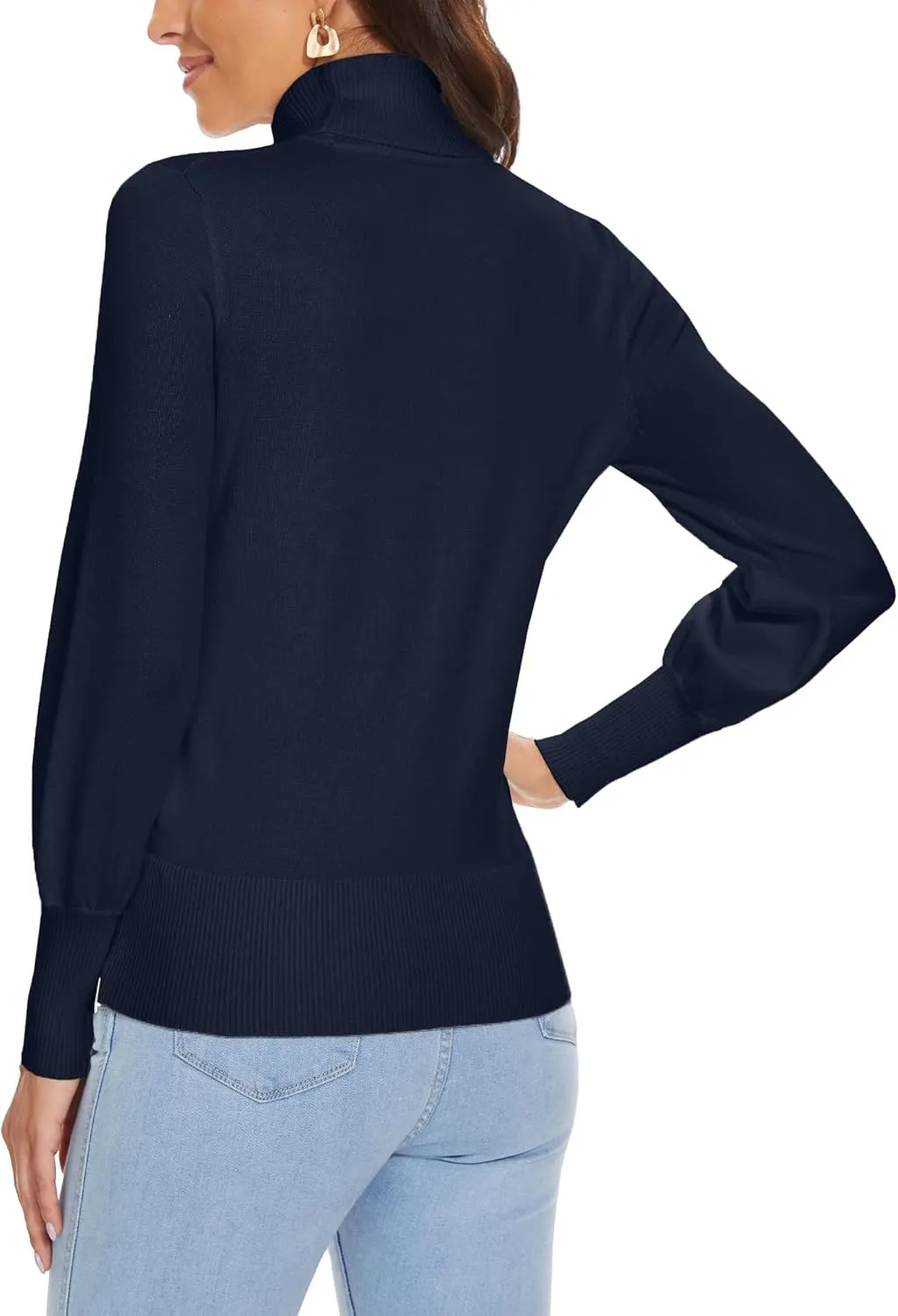 Spicy Sandia Women's Turtleneck Mock Neck Sweater Long Sleeves Casual Dressy Knit Pullover Tops Fall Winter Trendy