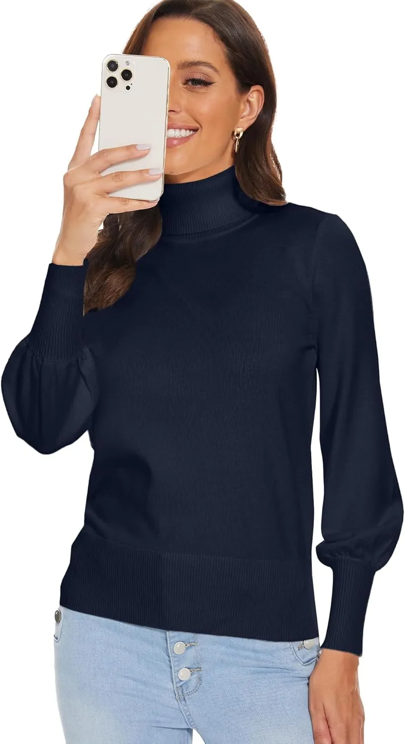Spicy Sandia Women's Turtleneck Mock Neck Sweater Long Sleeves Casual Dressy Knit Pullover Tops Fall Winter Trendy