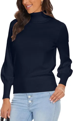 Spicy Sandia Women's Turtleneck Mock Neck Sweater Long Sleeves Casual Dressy Knit Pullover Tops Fall Winter Trendy