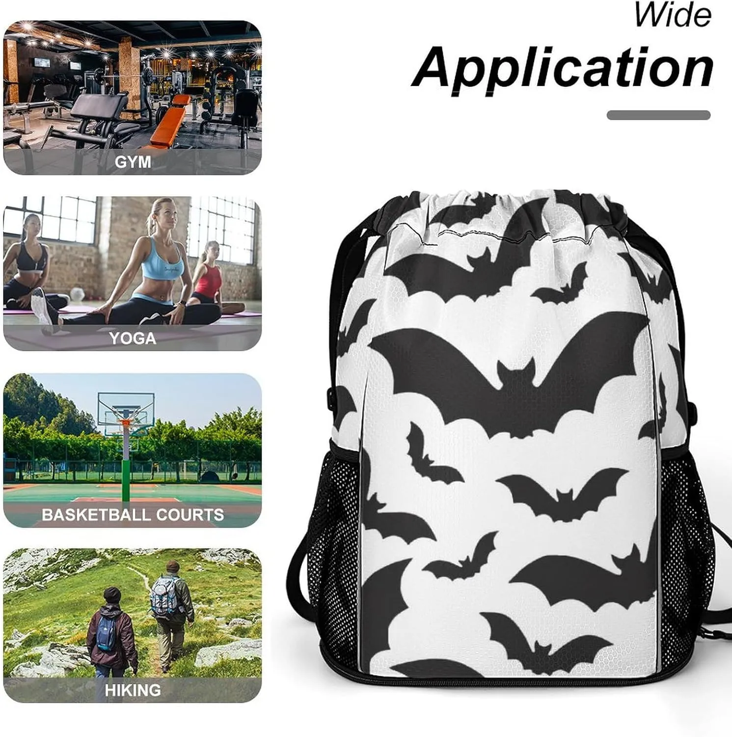 Spooky Halloween Bats Black Sports Bundle Pocket with Dry Wet Separation Unisex